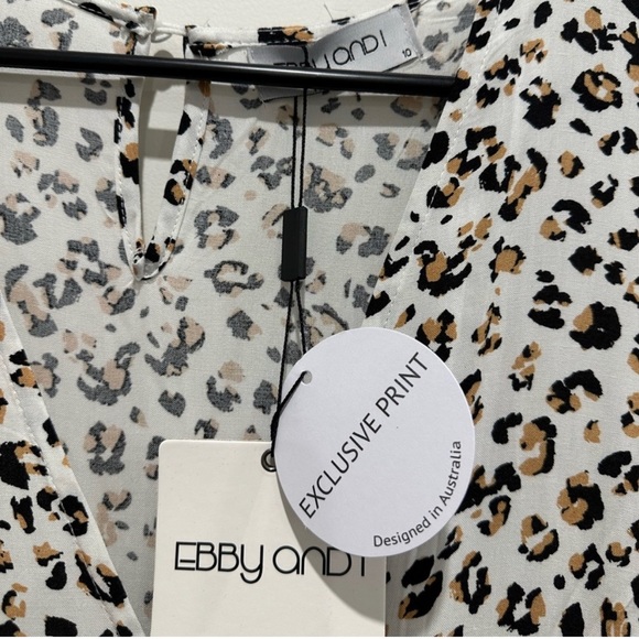 Ebby & I Maxi Dress White Leopard Animal Print Pockets Long Boho Size 10 NWT New - Picture 5 of 15